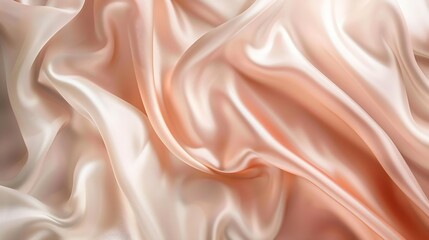 Light pale tender peach pink beige white silk satin fabric Elegant luxury abstract background for design Color gradient Lines Curtain Drapery Soft folds Gentle Template Baby birthday n : Generative AI