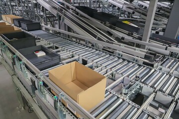 packing line in a logistics warehouse - ecommerce