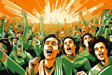 Wall Mural - The roaring fans of Republic of Ireland - Generative AI