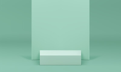 Wall Mural - 3d pastel green podium pedestal mock up for cosmetic product show realistic vector illustration