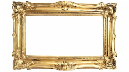 Poster - gold picture frame Isolated over white background : Generative AI