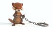 © Farm - A mischievous 3D cute weasel with exceptional escape skills, betrays a mischievous grin while showcasing its incredible talent as an escape artist, effortlessly picking handcuffs using a loc