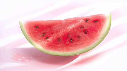 Wall Mural - A slice of watermelon with black seeds on a white background