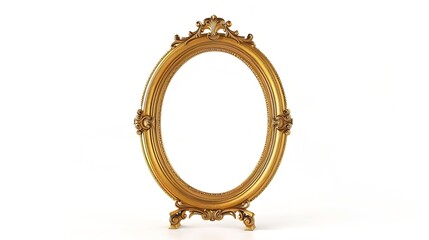 Aufkleber - Old Antique gold  frame Isolated Decorative Carved Wood Stand Antique Black  Frame Isolated On White Background : Generative AI