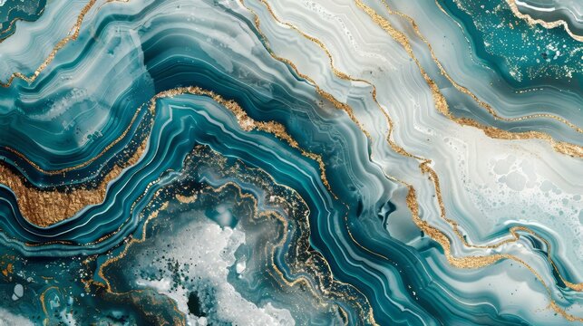 Teal And Gold Marble Texture