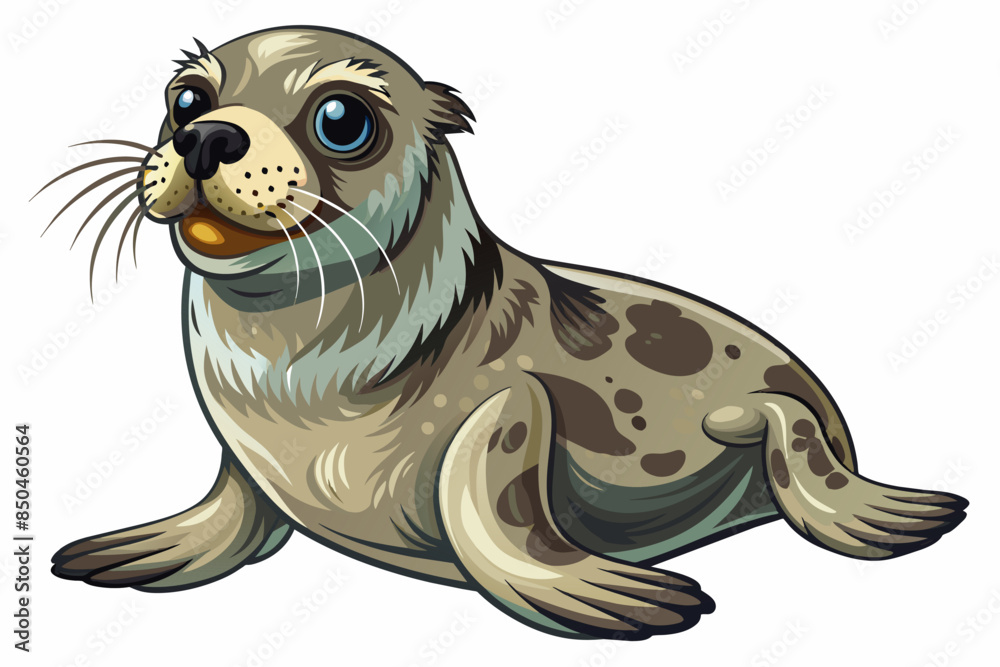 Cartoon illustration of a cute seal isolated on white background ...