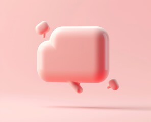 Poster - Pink rectangular speech bubble icon floating against a pastel background
