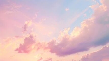 Aufkleber - Pastel Gentle colors of  Sunset  Sunrise Sundown Sky with colorful clouds without any birds : Generative AI