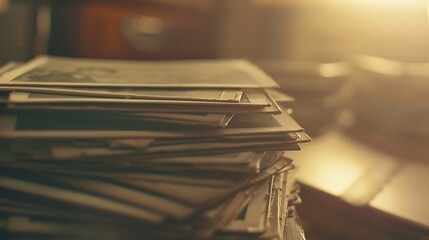 Aufkleber - Stack of Blank vintage photos : Generative AI