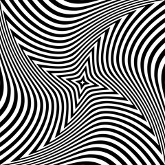 Wall Mural - Whirl Rotating Motion in Abstract Op Art Design. Striped Lines Black and White Pattern. 