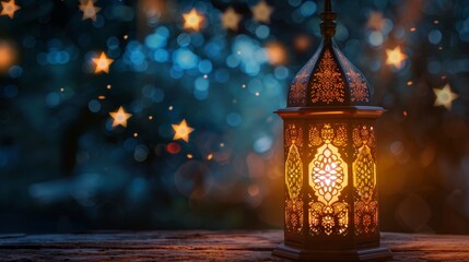 Wall Mural - Ornate Lantern Glowing in the Night