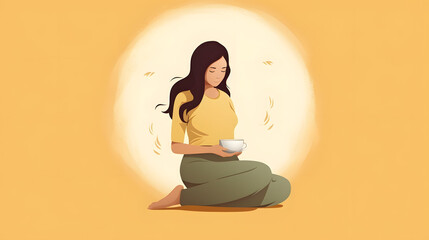 Poster - happy pregnant mom vector illustration