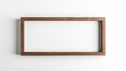 Aufkleber - Horizontal brown wooden frame on white background : Generative AI