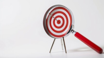 Aufkleber - Target board inside of magnifier glass for focus business objective on white background and copy space : Generative AI