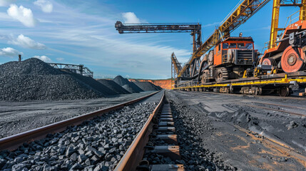 Wall Mural - A train is pulling a large pile of coal