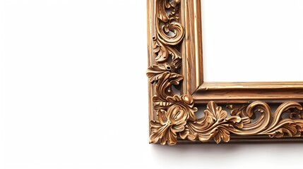 Aufkleber - Wooden gilded vintage picture frame on white background isolated : Generative AI