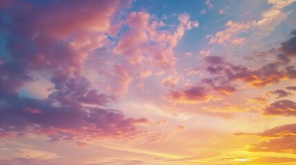 Poster - Beautiful colorful dramatic sky with clouds at sunset or sunrise : Generative AI