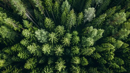 Wall Mural - A photo taken from above of a forest in Finland in the summer.