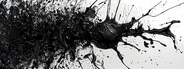 Wall Mural - Dynamic Black Paint Splashes, Abstract Black Ink Splashes, Bold Black Paint Splatter Art, Creative Black Paint Droplets, Dramatic Black Ink Blot Designs