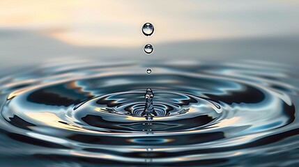  Clear Water drop with circular waves 