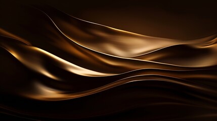 Leinwandbilder - Soft focus blur Gold bronze paper wave on black Abstract backgound : Generative AI