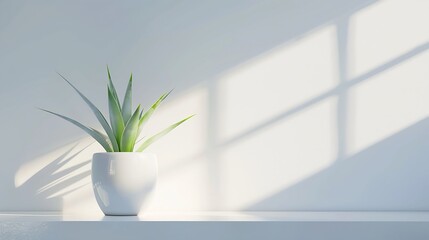Poster - Background White Shadow Light Plant Room 3d Counter Display Sunlight Sun on Kitchen Bar Wall Podium Product Bg Elegant Abstract Mockup Space Backdrop Platform Gray Workspace Grey Empty : Generative AI