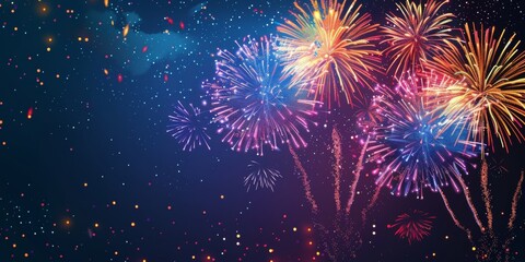 Poster - Colorful Fireworks Displaying Against Night Sky