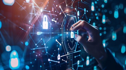 Leinwandbilder - Cyber security network privacy data protection concept Computer programmer team with network security system software development data encryption innovation cybersecurity technology ba : Generative AI
