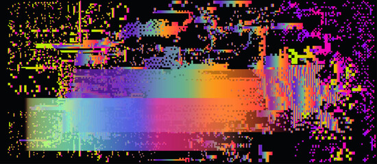 Poster - Vector illustration of gloomy visual disturbances with the effect of backlight bleeding and visual noise.