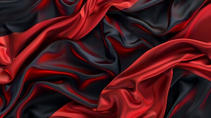 Poster - Black red abstract background for design Silk satin Dark red fabric Curtain drapery Color gradient Christmas New Year Valentine Banner Wide Long Panoramic Template : Generative AI