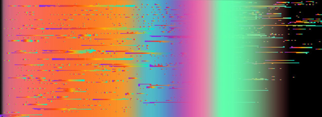 Wall Mural - Lo-fi glitched vector background with pixel rainbow ambient flickers.