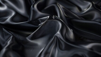 Aufkleber - Black gray satin dark fabric texture luxurious shiny that is abstract silk cloth background with patterns soft waves blur beautiful : Generative AI