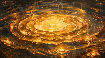 Candlelit dreamscape with golden waves and radiant bursts of Diwali energy backdrop