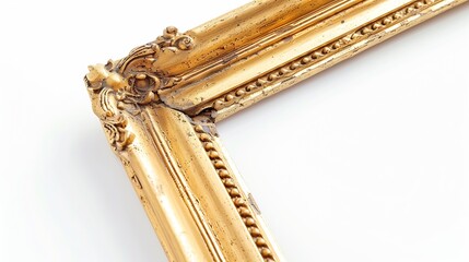 Poster - Gold vintage frame Elegant vintage goldgilded picture frame with beading Isolated on white : Generative AI