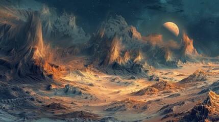 Wall Mural - Alien terrain and strange formations capturing Black Friday mystery backdrop