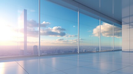 Poster - morning view to perspective glass building