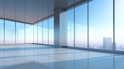 Poster - morning view to perspective glass building