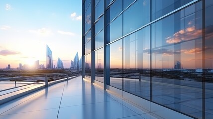 Aufkleber - morning view to perspective glass building