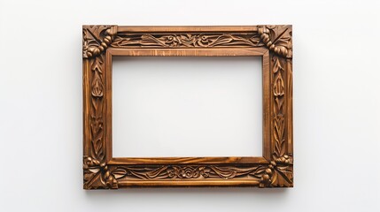 Poster - Classic wooden frame isolated on white background : Generative AI