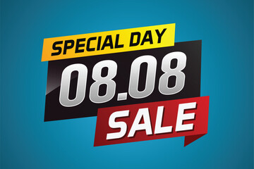 8.8 Special day sale word concept vector illustration with ribbon and 3d style for use landing page, template, ui, web, mobile app, poster, banner, flyer, background, gift card, coupon

