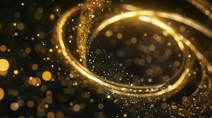 Poster - circle geometric luxury gold black with particles glowing background 4k resolution spin object : Generative AI