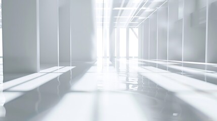 Aufkleber - White 3d studio abstract background Clean and bright space with lights motion Shiny footage with copy space for business presentation Seamless loop : Generative AI