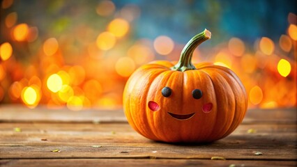 Adorable Halloween pumpkin with a cute face and vibrant colors, Halloween, pumpkin, cute, adorable, autumn, fall