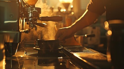 Poster - Barista Cafe Making Coffee Preparation Service Concept : Generative AI
