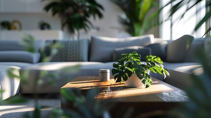Poster - Interior of modern living room with sofas and plants : Generative AI
