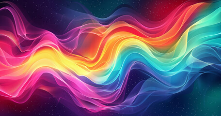 Wall Mural - A colorful wave of light with a blue background. The colors are vibrant and the wave is long