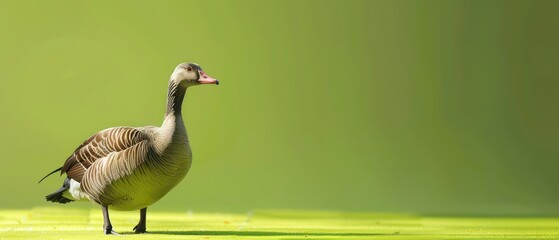 Wall Mural - Graceful goose with white feathers and distinctive beaks, thriving in natural habitats and adding charm to serene water landscapes