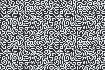 Poster - Scribbles labyrinth is black and white. A seamless pattern of ornate scribbles creating intricate strokes.