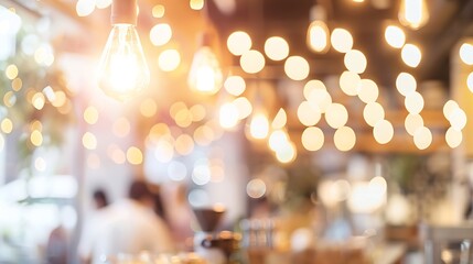 Poster - Blur coffee shop  or cafe restaurant with abstract bokeh light image backgroundFor montage product display or design key visual layout : Generative AI