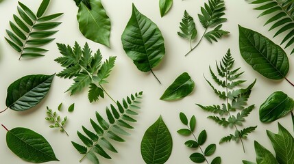 Aufkleber - Creative layout made of green leaves Flat lay Nature concept : Generative AI